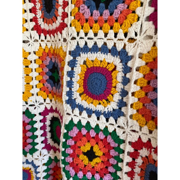 NEW Farm Rio Rainbow Fun Crochet Kimono Cardigan Granny Square Cotton Small - Picture 7 of 16